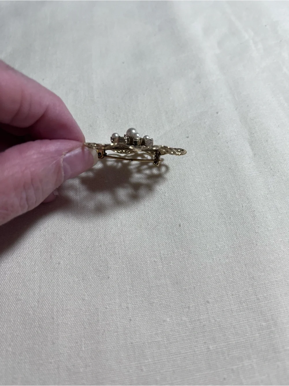 Gold Filigree Pearl Cluster Brooch - Women Jewelry